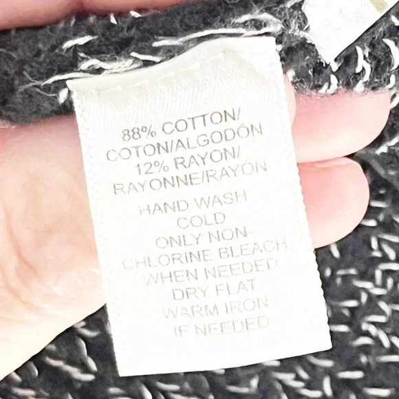 Loft Black & White Open Front Short Sleeve Knit Cardigan Sweater Women's Large - Picture 5 of 5